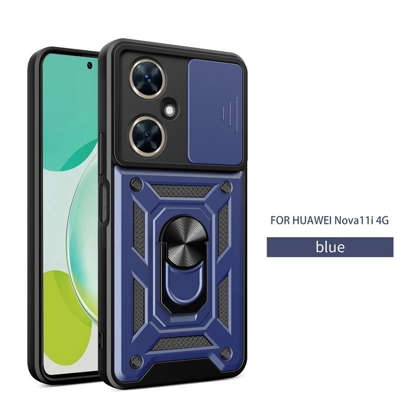 Slide Camera Armor Phone Case for Huawei Nova 11i Pro Y60 Y70 Y90 9 10 11 Se Y9a Y8s Y9s P30 40 Lite Car Holder Ring Back Cover