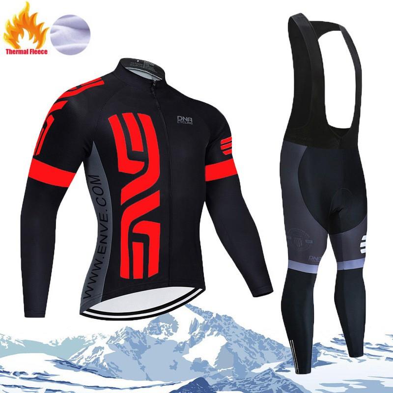 Winter Cycling Thermal Fleece Long Sleeve Set Men Women - Warm Breathable Bike Apparel