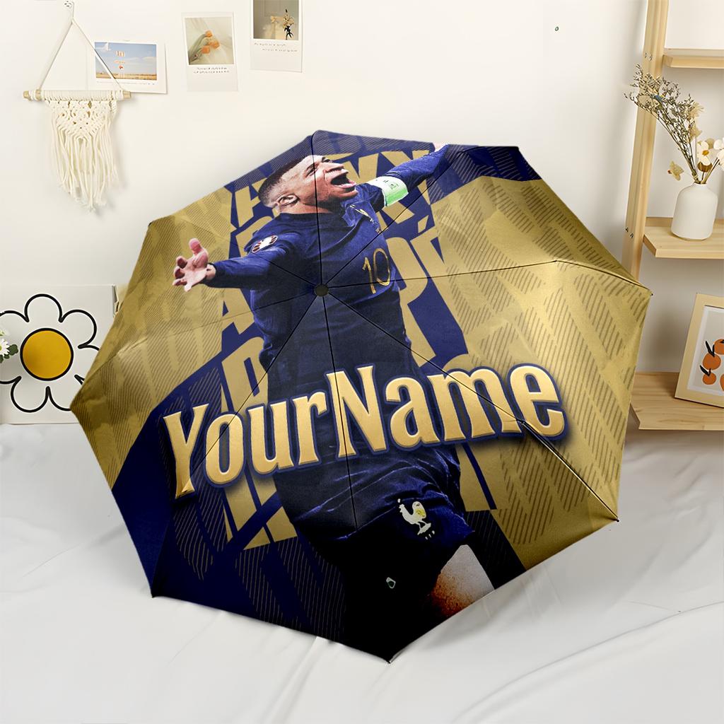 Mbappe Customized Name Umbrella Compact Travel Automatic Umbrella Retractable Design with 8-Rib Durability Compact Design