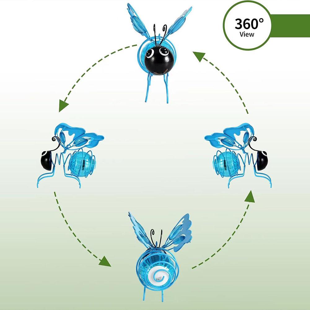 Подвесной садовый светильник в виде пчелы на солнечной батарее, декоративный уличный светильник-фигурка, металлический садовый светильник-статуэтка для патио, балкона, двора