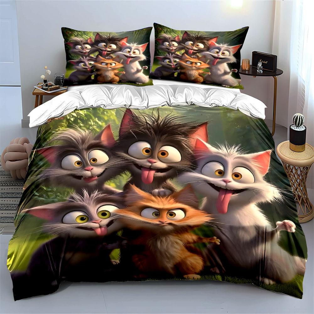 "Funny Cartoon Cats Bedding Set" Bedding Duvet Cover Set Duvet Cover Pillowcases (1 * Duvet Cover 2 * Pillowcases, without duvet insert)