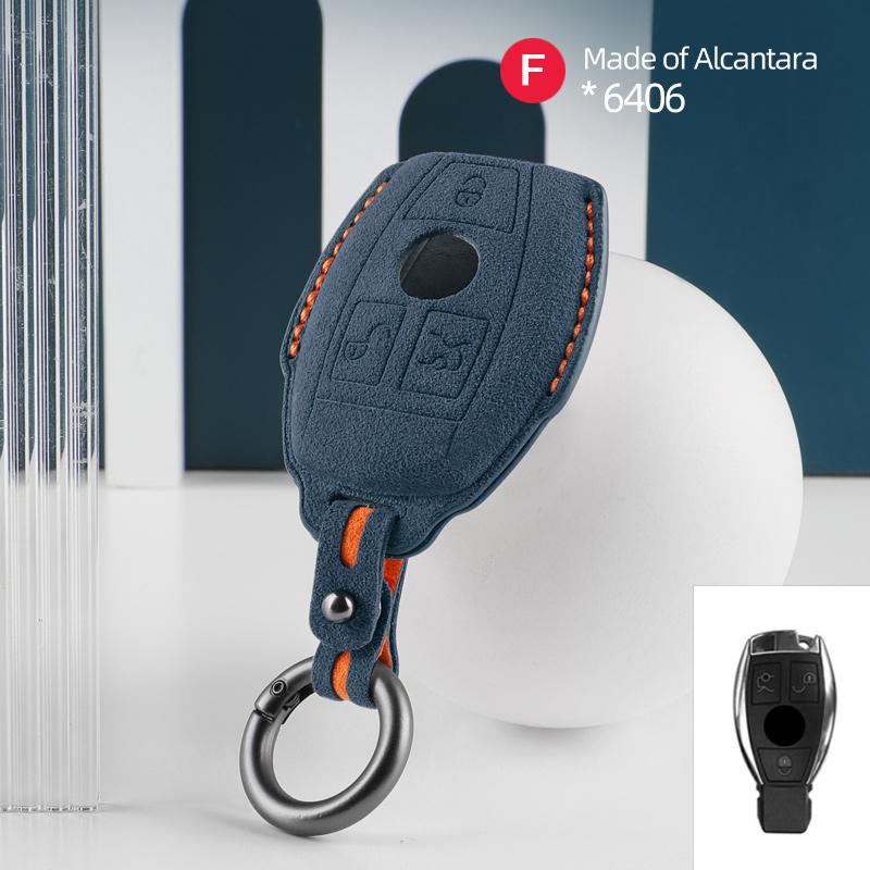 For Mercedes Benz CLS CLA GL R SLK AMG A B C S Class Car key case Alcantara Suede Smart Remote Keychain Protector Accessories