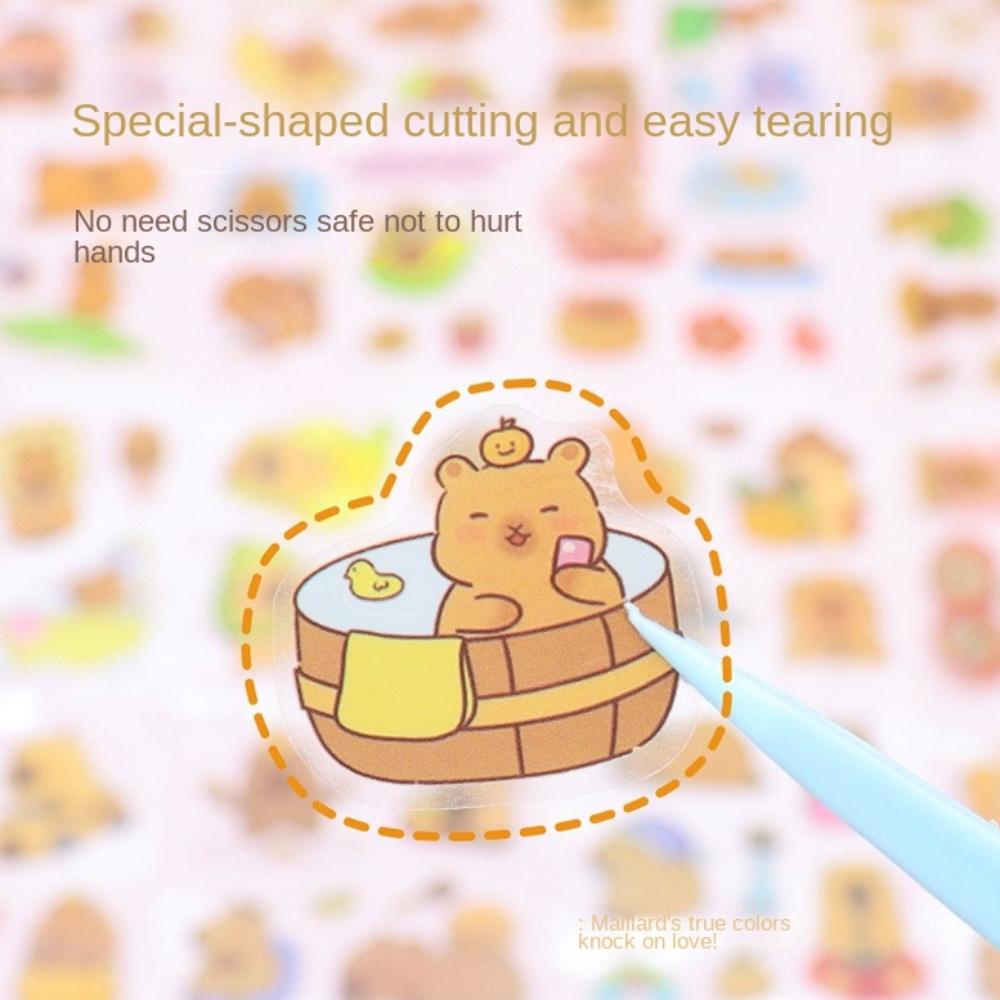 100PCS DIY Children Sticker Cartoon Capybara Hand Ledger Sticker Cute Water Cup Decal Birthday Gift