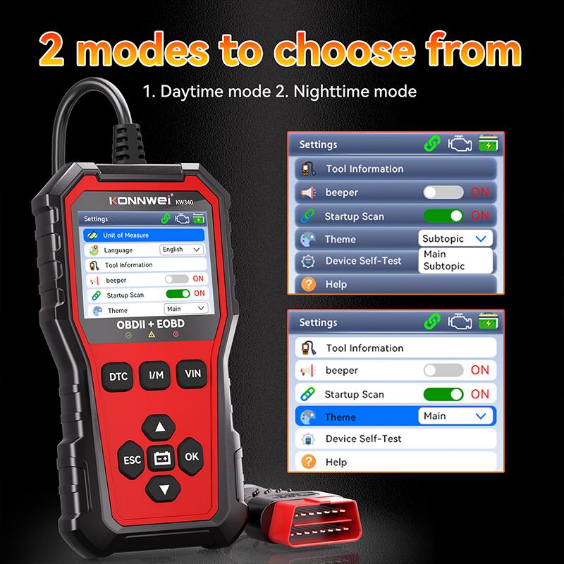 KONNWEI KW340 Автомобильный OBD2 Диагностический Инструмент CAN EOBD 3-в-1 Тест Двигателя Батареи Чтение Сброс Кодов Неисправностей Данные в Реальном Времени Инструмент Проверки Лямбда-Зонда