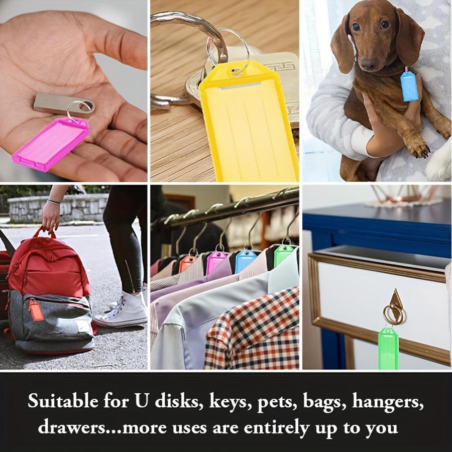 12/36Pcs Writable Keychain Tags Reusable Name Identification Tags Plastic Key Tags with Blank Paper Keys Travel Accessories
