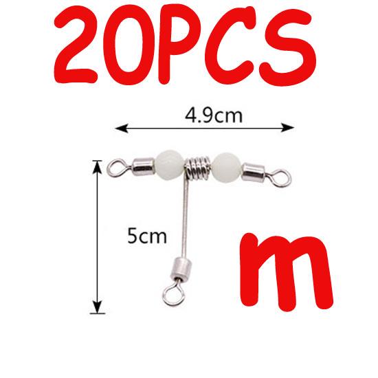 20pcs Luminous Beads /Swivel / 3-Way T Shape Stainless Wire Arms Fish Rig Branch Balance Fishing Tackle Accessories