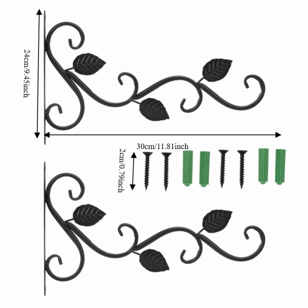 2pcs 11x9 in Plant Hanger Bracket Black Wall Hook Hanging Plant Bracket Garden Decoration