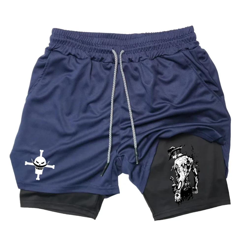 Muay Thai Kickboxing Boxing MMA Onepiece Pirate Ace Whitebeard Cartoon Japan Shorts Unisex Workout Quick Dry Print Elastic Waist Training