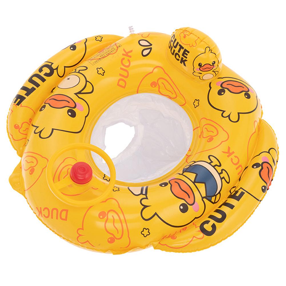 Swimming Lifebelt Ring PVC Smooth Lifebuoy with Steering Wheel Wear-Resistant Reusable Convenient Children for Summer Vacation