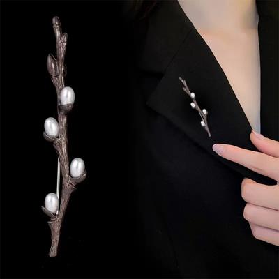 Броши-ветки плакучей ивы для женщин, унисекс, красота, очаровательные растения, цветы, для вечеринки, повседневные булавки-броши, подарки