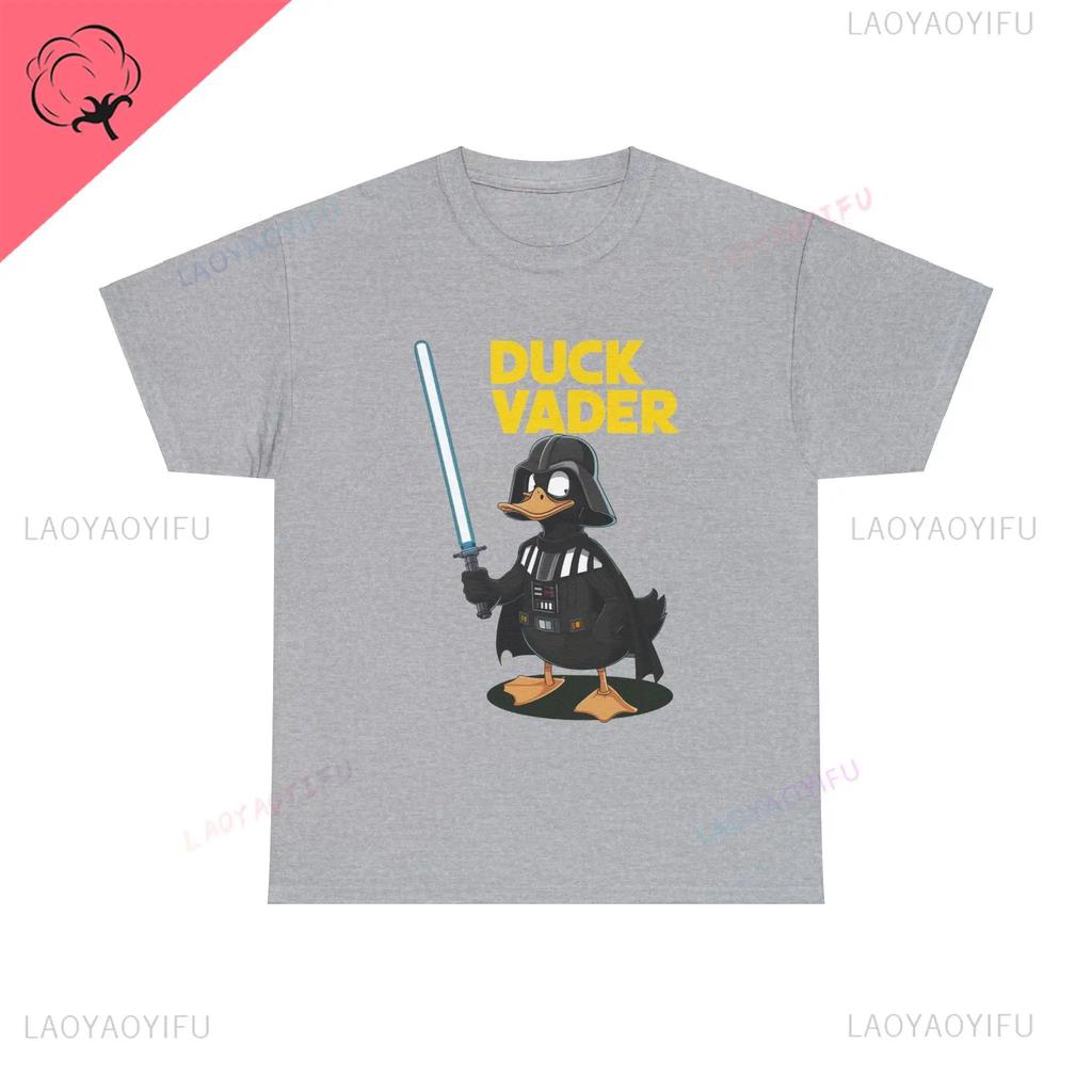 Vintage Ropa Hombre Duck Vader Funny T-Shirt Duck Darth Vader Parody High Quality Cotton Summer Hip-hop Men Streetwear Cotton