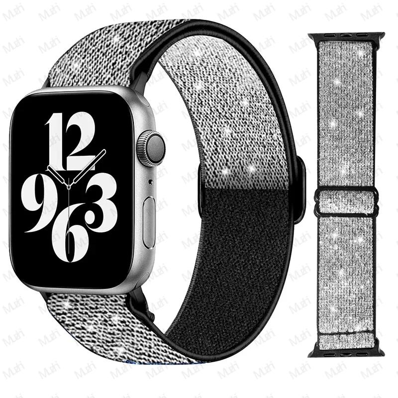 Эластичный нейлоновый ремешок для Apple Watch ultra 2 49 мм Series 9/8/7 41 мм 45 мм 38/42-40 мм/44 мм Богемский браслет ремешок для iWatch 6 5 4 3 Se