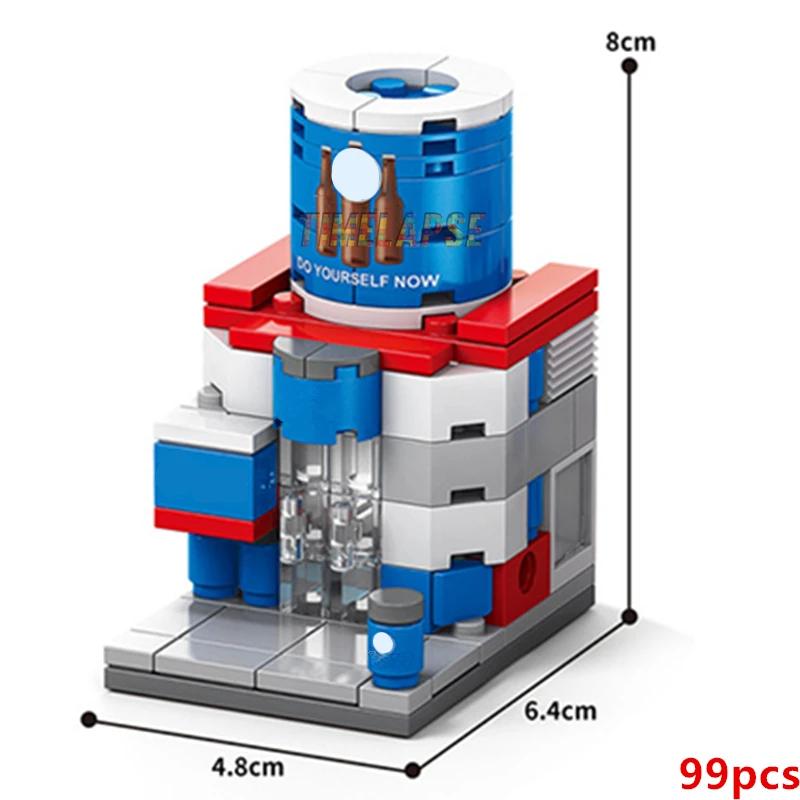 DIY Architecture Coffee Milk Tea Store Street View Food House Building Blocks Kit Girls Bricks Movie Model Kids Toy Children