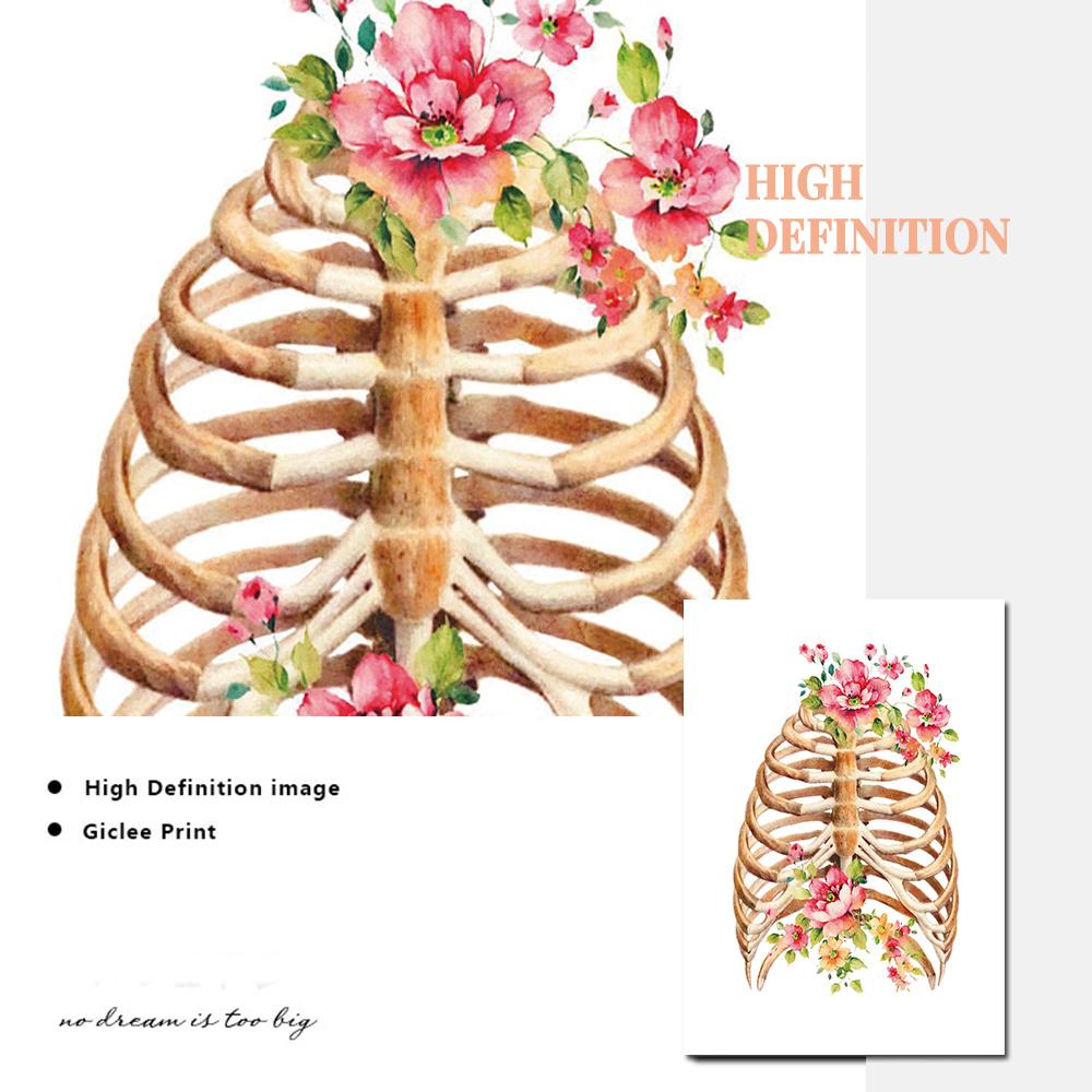 Скелетная система человека Canavs живопись функции скелета плакат с цветочным принтом анатомия человеческого тела настенная картина доктор офисный декор