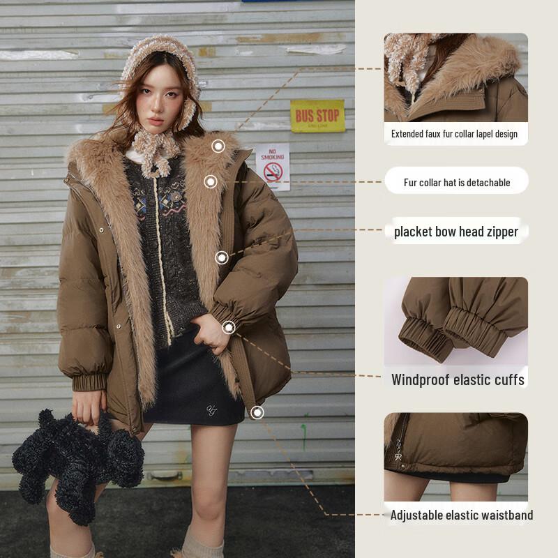 unifree Korean Style Detachable Hood Winter Down Jacket