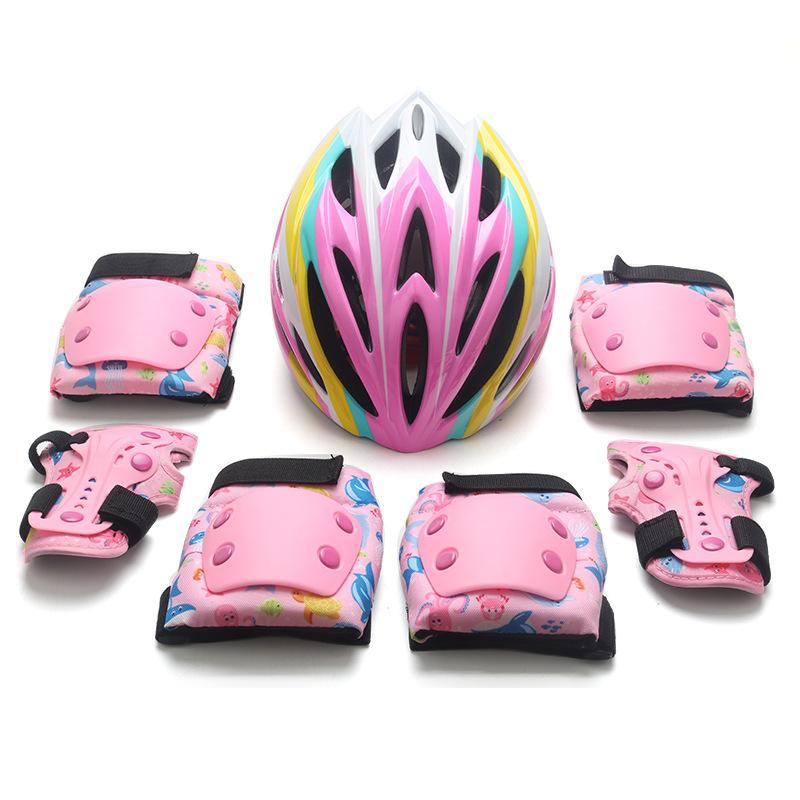 Children's Roller Skating Guard Speed Skating Cycling Helmet Set Balance Bike Bicycle Skateboard Ice Skateboard Knee Pad Protective Equipment