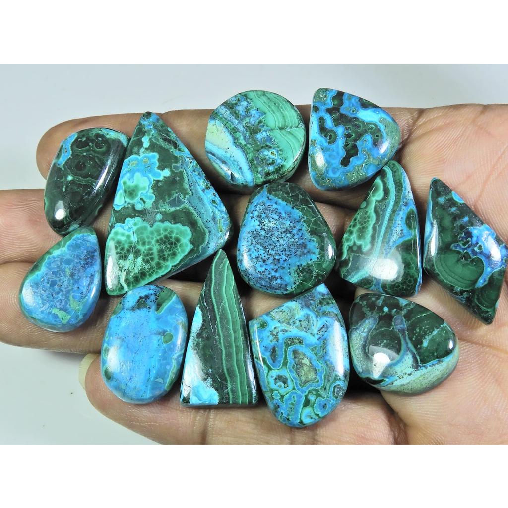 14X22-23X39ММ Натуральная Хризоколла Малахит Необычный Кабошон Драгоценный Камень 12ШтЛот C-167