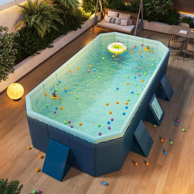 Hyindoor Надувной бассейн, 2,1 м, Не требует надувания, Складной, Большой бассейн для детей и домашних животных, Легкое хранение, Для домашнего использования, Бассейн для игр в воде, Жара