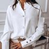 Women Shirts Tops 2023 Autumn Womens Fashion Long Sleeve Blouses Stand Collar Solid White Black Loose Cardigan 10619