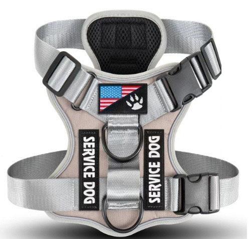 Service Dog Harness, Reflective Dog Vest Harness with 5 PCS Patches, Adjustable Soft Oxford Pet Harness, Inner Layer Mesh, Easy