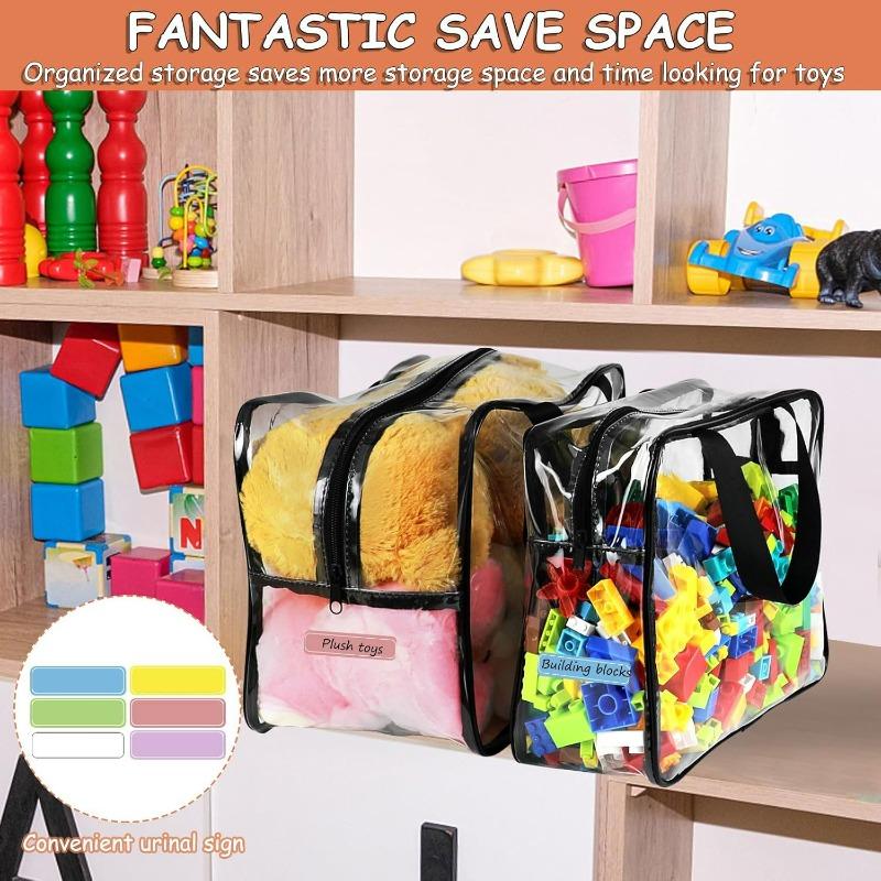 Large Toy Storage Bags Reusable Clear PVC Board Game Pouches Travel Waterproof Organizer Bags for Books Building Blocks Puzzle
