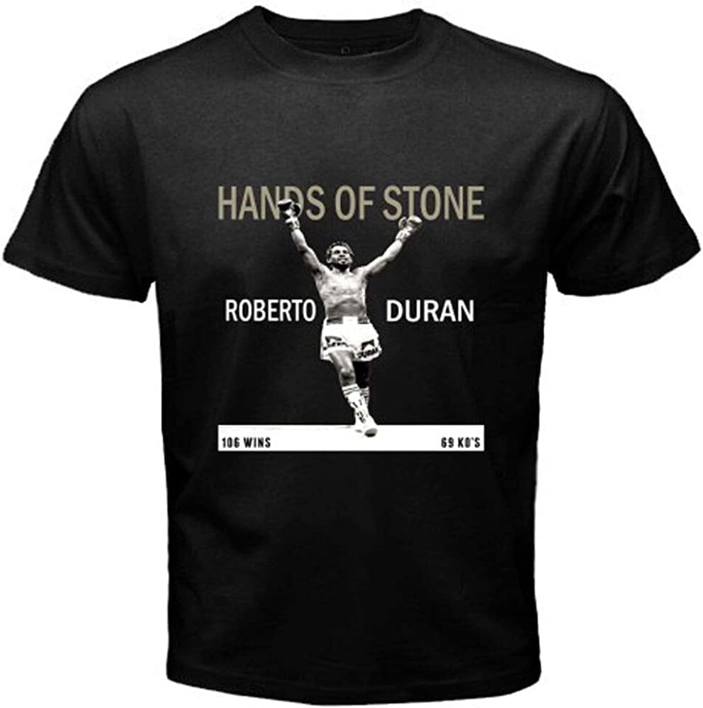 Roberto Duran Hands of Stone Boxing Legend Men's Black T-Shirt