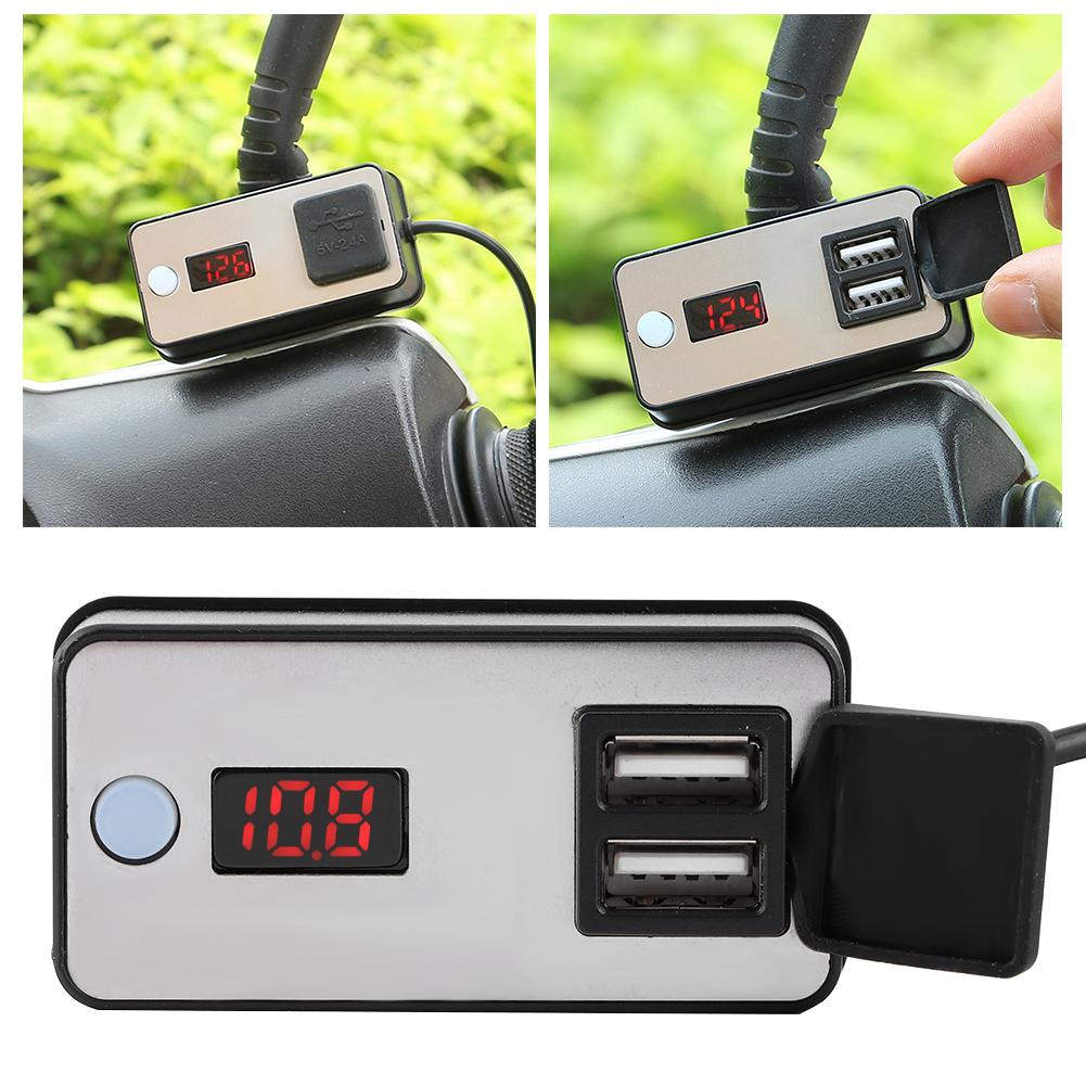 12В Мотоциклетное Двойное USB Зарядное Устройство Цифровой Дисплей Универсальный Водонепроницаемый Источник Питания для Телефона Планшетов GPS