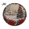 Round Washable Placemats Christmas Placemat, 14 Inch Festive Pattern Anti Slip Tabletop Protector, Party Table Setting Heat Insulation Place