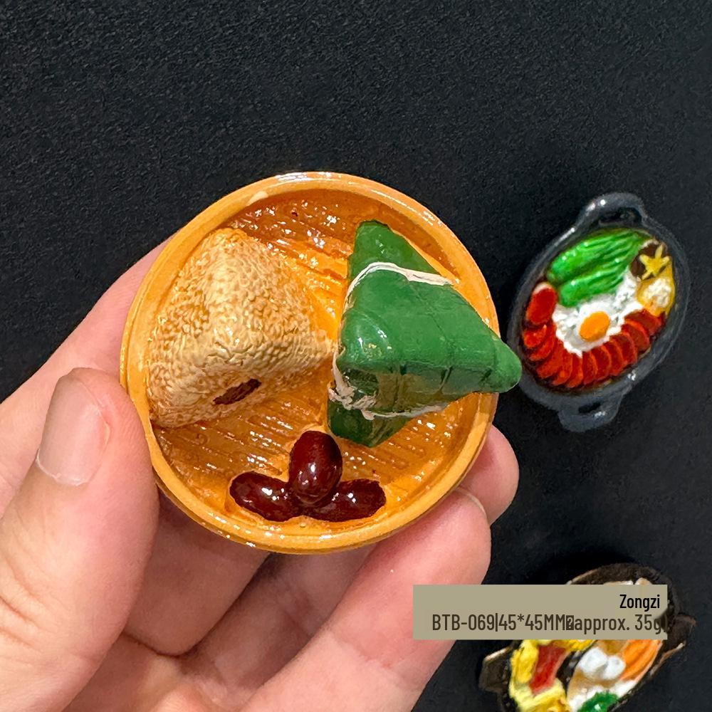 3D Chinese Style Food Magnet: Lobster & Noodles Hot Pot with Mantis Shrimp Sticker