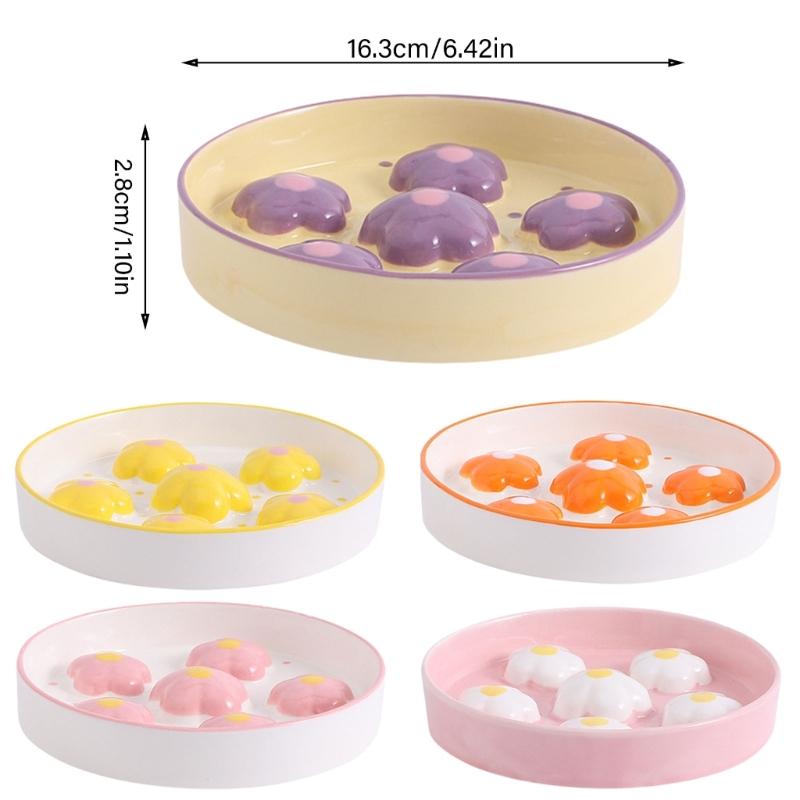 Миска для медленного поедания кошек, нарисованная вручную, с цветочным рисунком, пропагандирует безопасное кормление, дропшиппинг