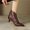Autumn Winter Pointed Toe Women Ankle Boots Elegant Zippers Short Booties Vintage Ladies Square Heels Casual Shoes