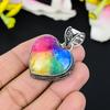 Rainbow Solar Quartz Gemstone Handmade 925 Steling Silver Pendant 2.17" KG-330
