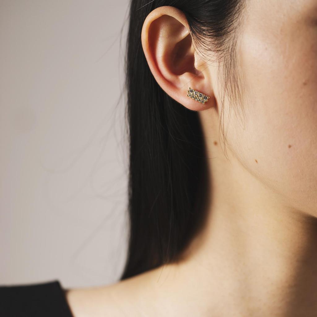 ANDYWEN 925 Sterling Silver Gold Two Line Piercing Zircon CZ Stud Earring Women Luxury Jewelry Wedding Gift