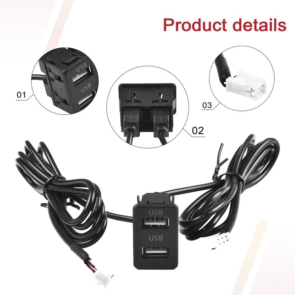 New Car Navigation 4Pin 6Pin To Dual USB Port Panel Cable Adapter For Head Unit