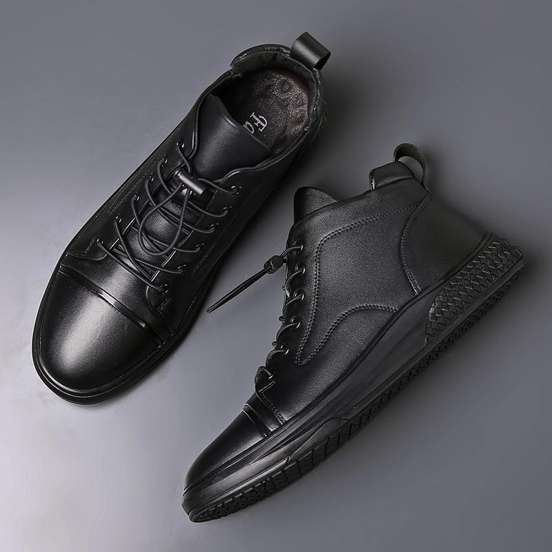 Новое поступление, мужские ботильоны, осенне-зимняя повседневная обувь с высоким верхом, натуральная кожа, мужские базовые ботинки, нескользящие, теплые, кроссовки для активного отдыха