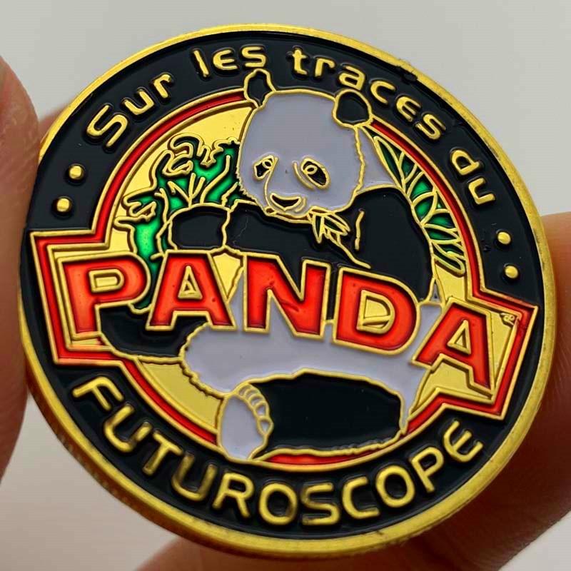 Badge, Panda Coin, Cartoon Commemorative Badge, Collector's Coin, Gold Coin, 30mm Painted Coin Commemorative Coin
