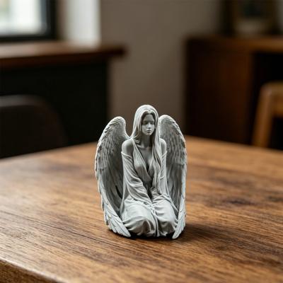 Фигурка ангела, напечатанная на 3D-принтере, настольное украшение в виде ангела, скульптура ангела из смолы для спальни, прихожей, кабинета, стильный декор для дома, подарок.