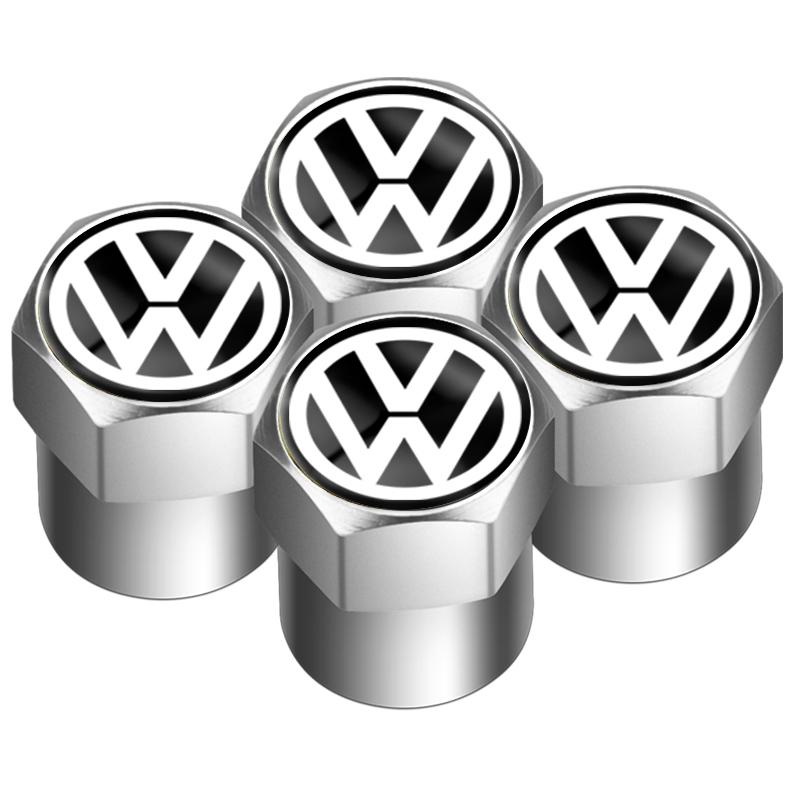 VW Hub Caps Tire Valve Stem Cap+Keychain Set Dustproof And Practical For Volkswagen GOLF Polo Tiguan VW GTI PASSAT
