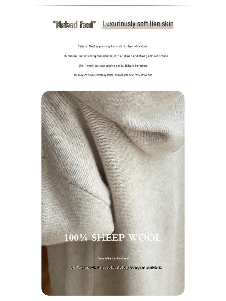 Women's Hooded Over-the-Knee Wool Knitted Cardigan - Thick, Loose, Buttonless Outerwear for Autumn/Winter