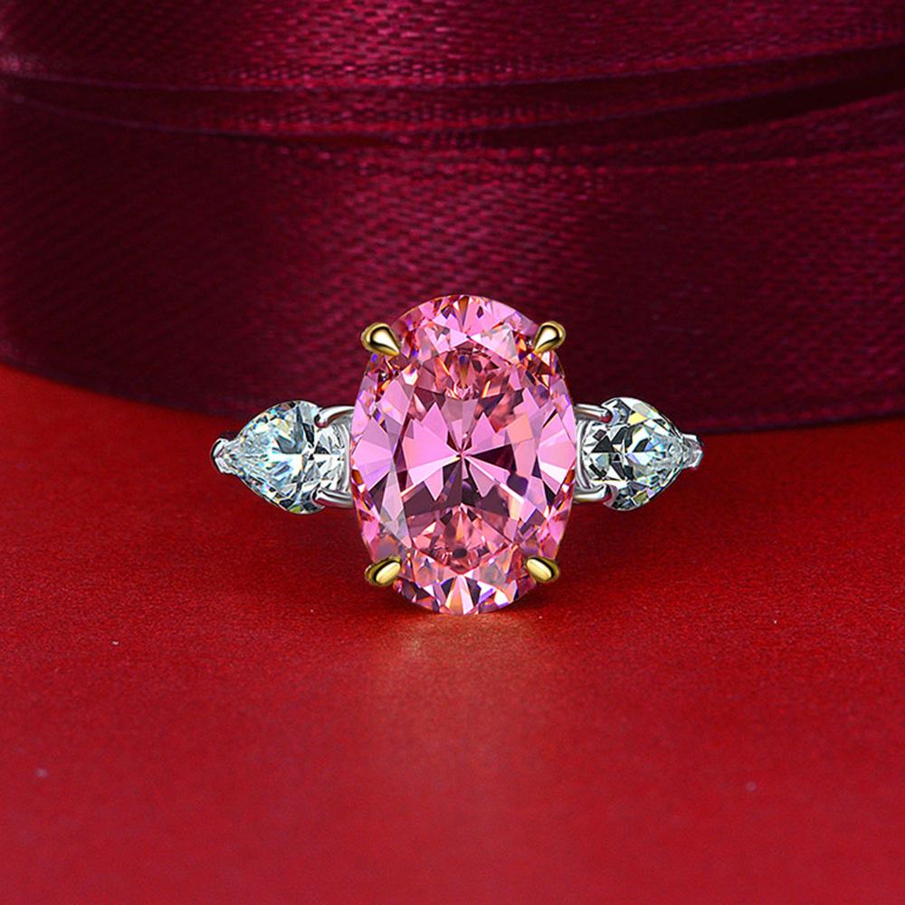 Gica Gema Sliver 925 Jewelry New 10 * 14 Egg Shaped 10 Carat Personalized Ring For Women Fine High Grade Classic Jewelry Wedding Party Gifts New Trend