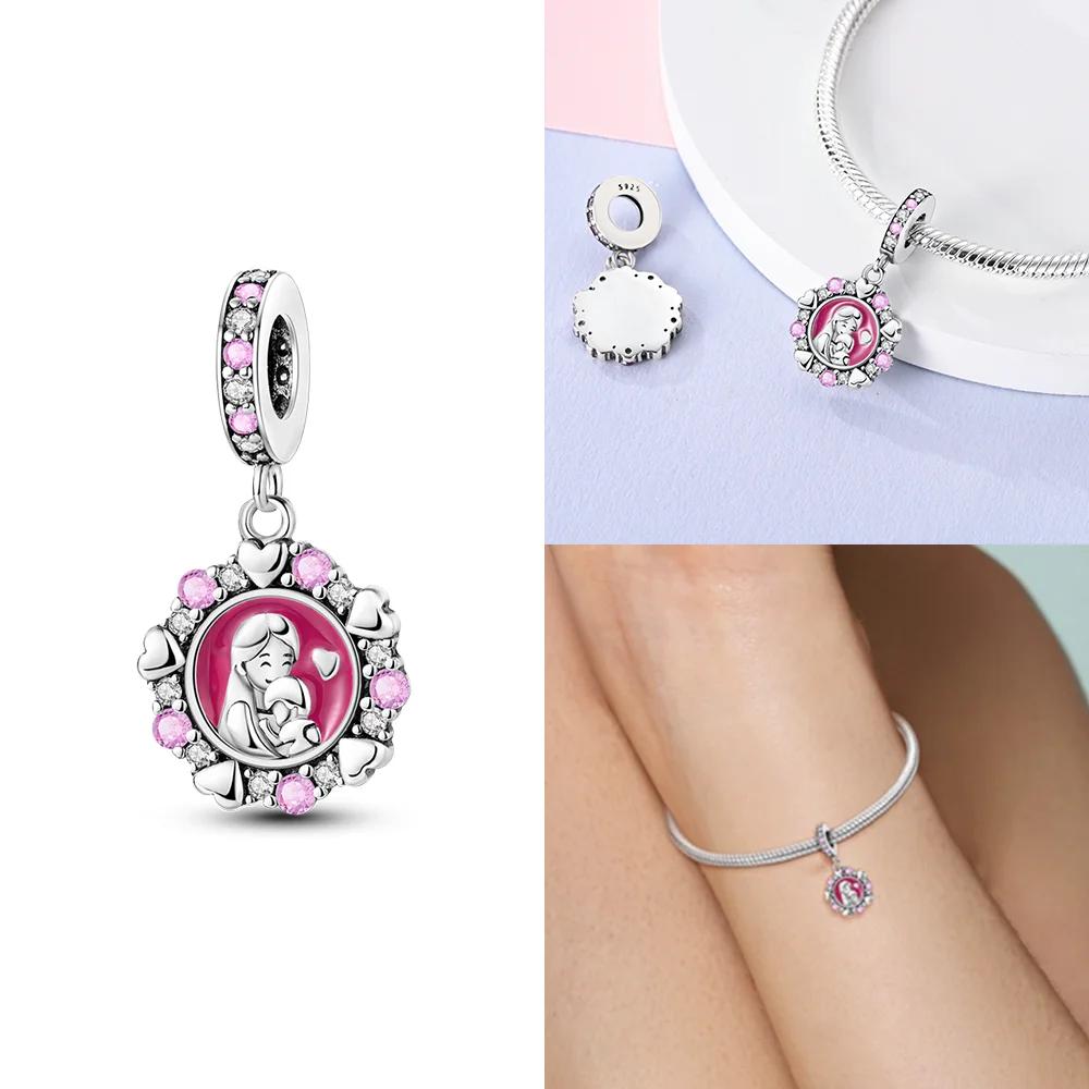 Copper Original Pink Series Charms Perfume Butterfly Beads Pendent Dangle Fit Bangle Charm Bracelet Diy Women Jewelry Gift