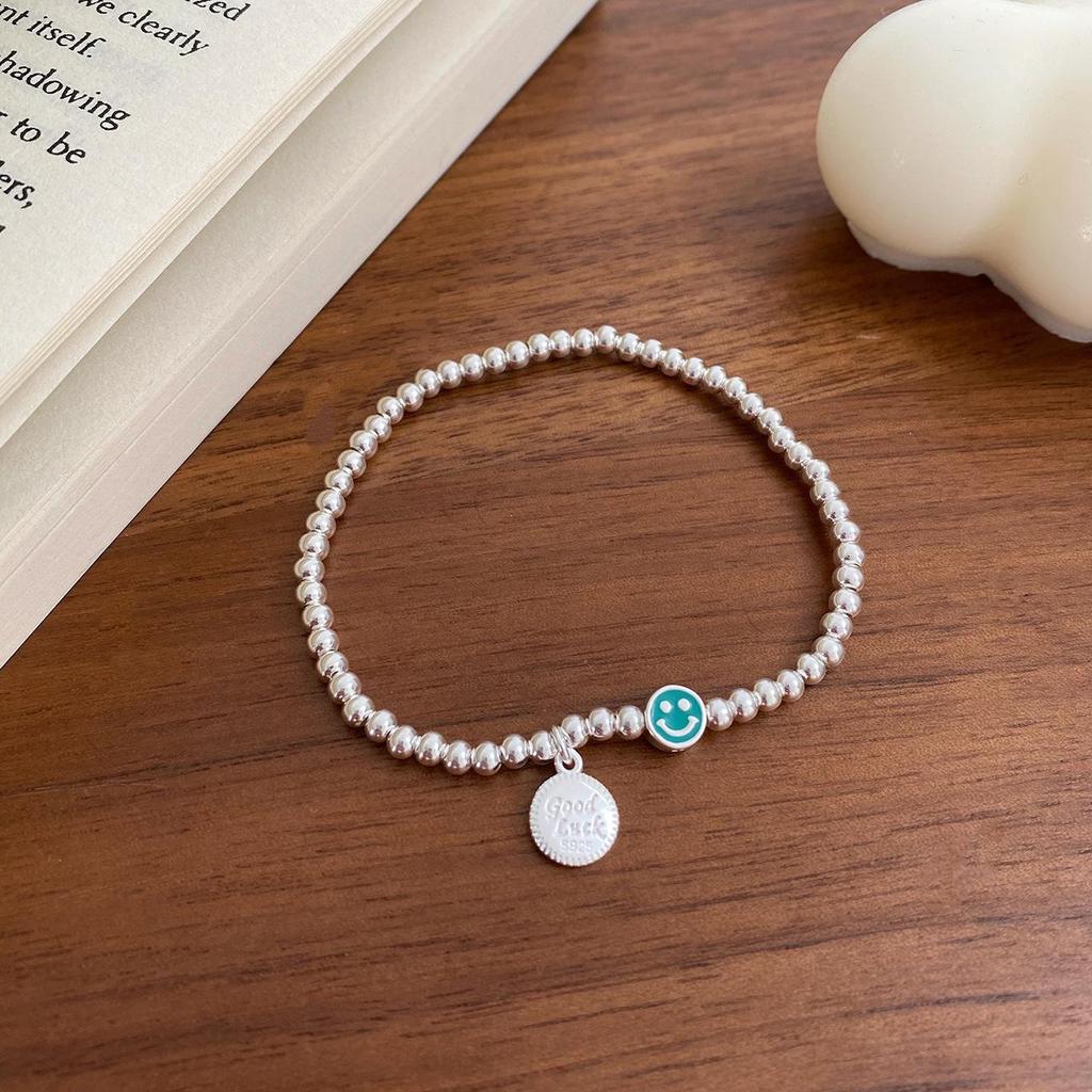 Браслет из разноцветных бусин Smiley из серебра 925 пробы для женщин — модный, стильный и универсальный
