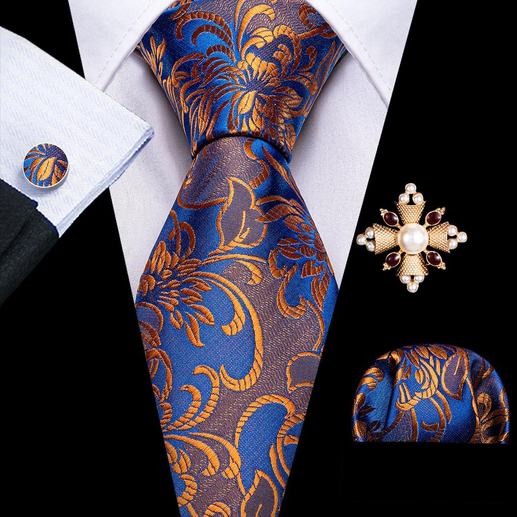 Комплект для мужчин: галстук, брошь и карманный платок