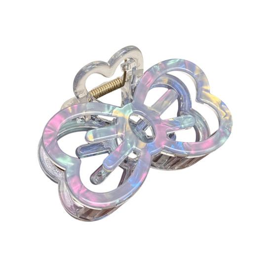 Hair Claw Hollow Bow Shape Colorful Transparent Texture Stable Grip Shark Clip Bun Half-Tied Hair
