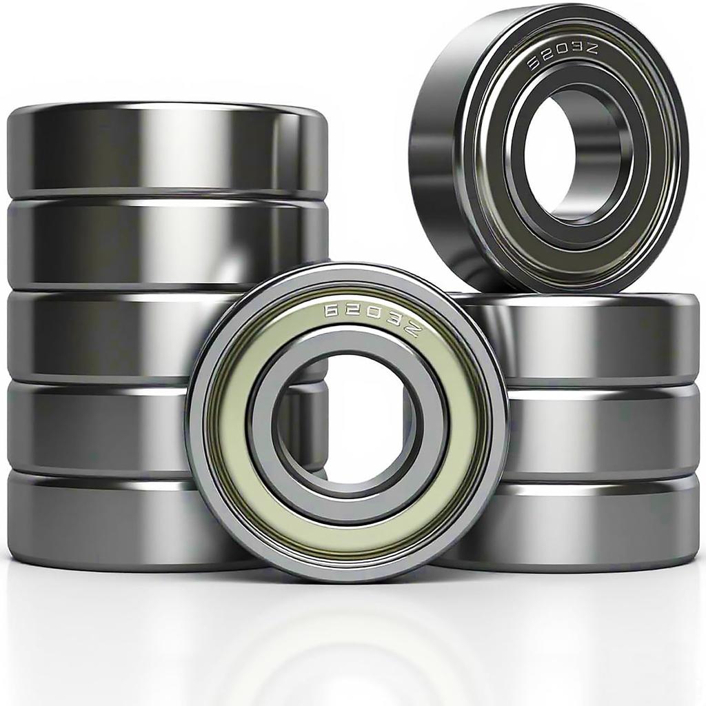 10Pcs 6200 6201 6202 6203-ZZ Deep Groove Ball Bearings, Double Metal Sealed