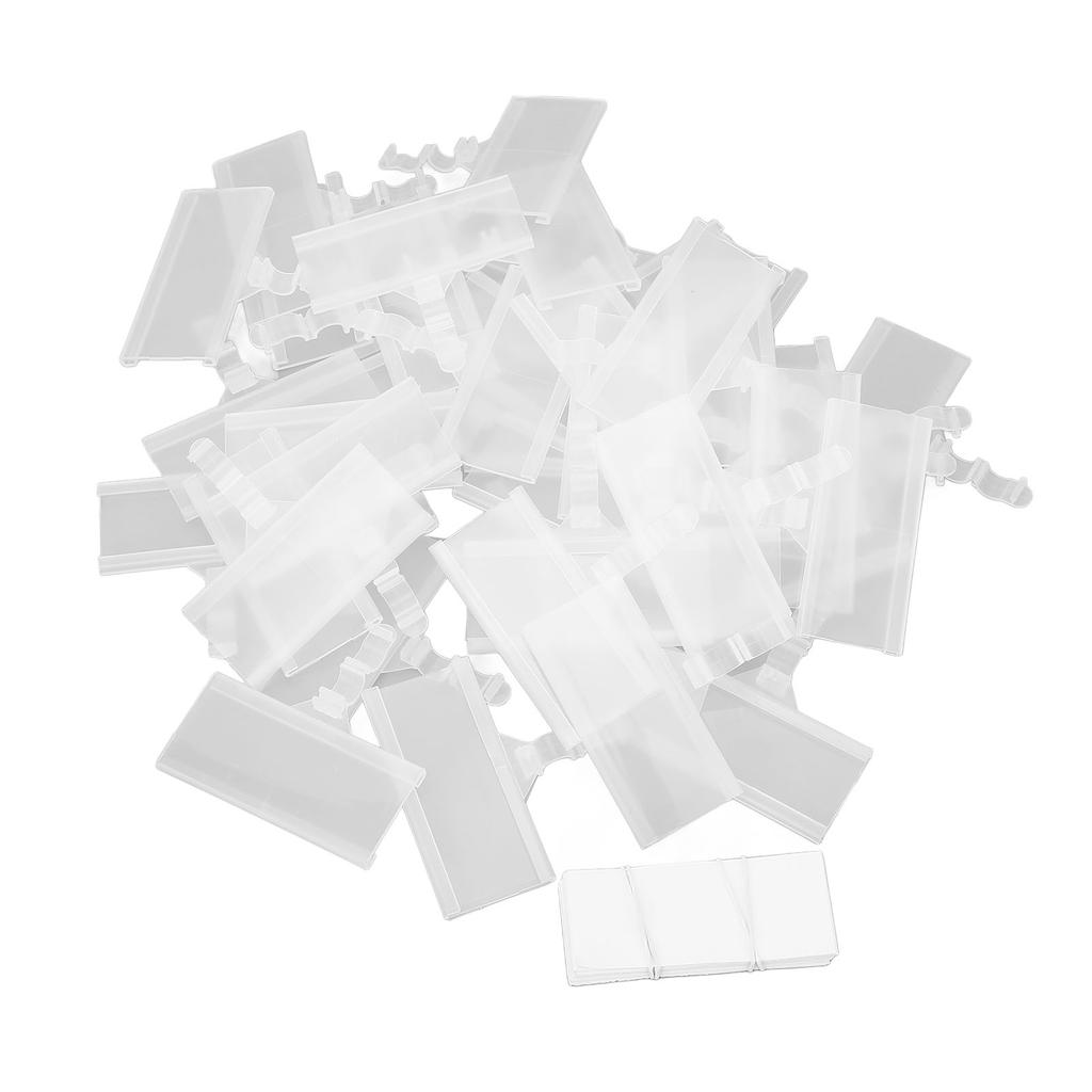 50 Sets Shelf Label Holders Plastic Shelf Tags Reusable Price Label Holder With Clips and Cards for