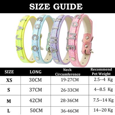 Ошейник с буквами для самостоятельной сборки с индивидуальным именем, регулируемый, со стразами, ПУ кожаный ошейник для питомца, персонализированный ошейник для собаки с ярким блеском