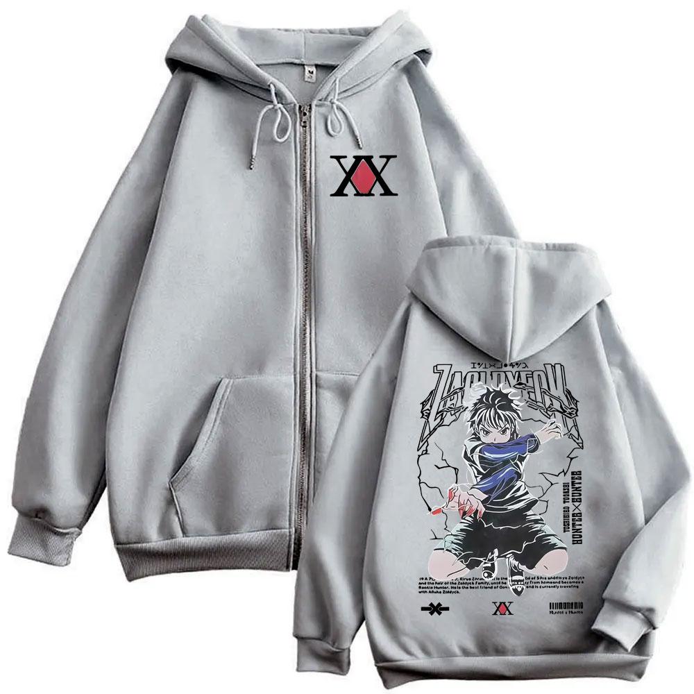 Anime Hunter X Hunter Zipper Hoodie Killua Zoldyck Graphic Zip Up Jacket Coat Men Women Clothing Casual Oversized Fleece Hoodies