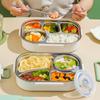Stainless Steel Thermal Lunch Box Microwave Safe 2/4/5 Grids with Cutlery Set Panda for Adults Kids for Children School Picnic