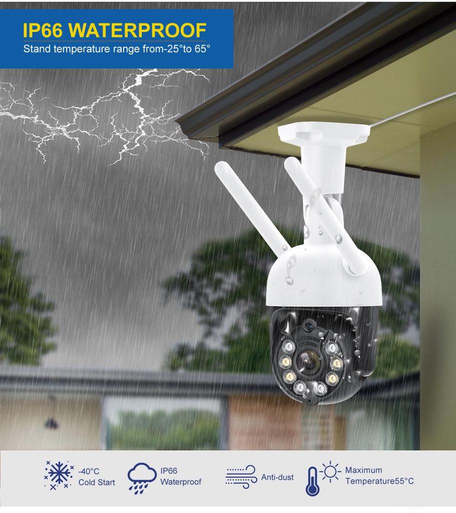 3MP PTZ Wireless Surveillance Kit: 360° Full-Color Night Vision & Two-Way Audio